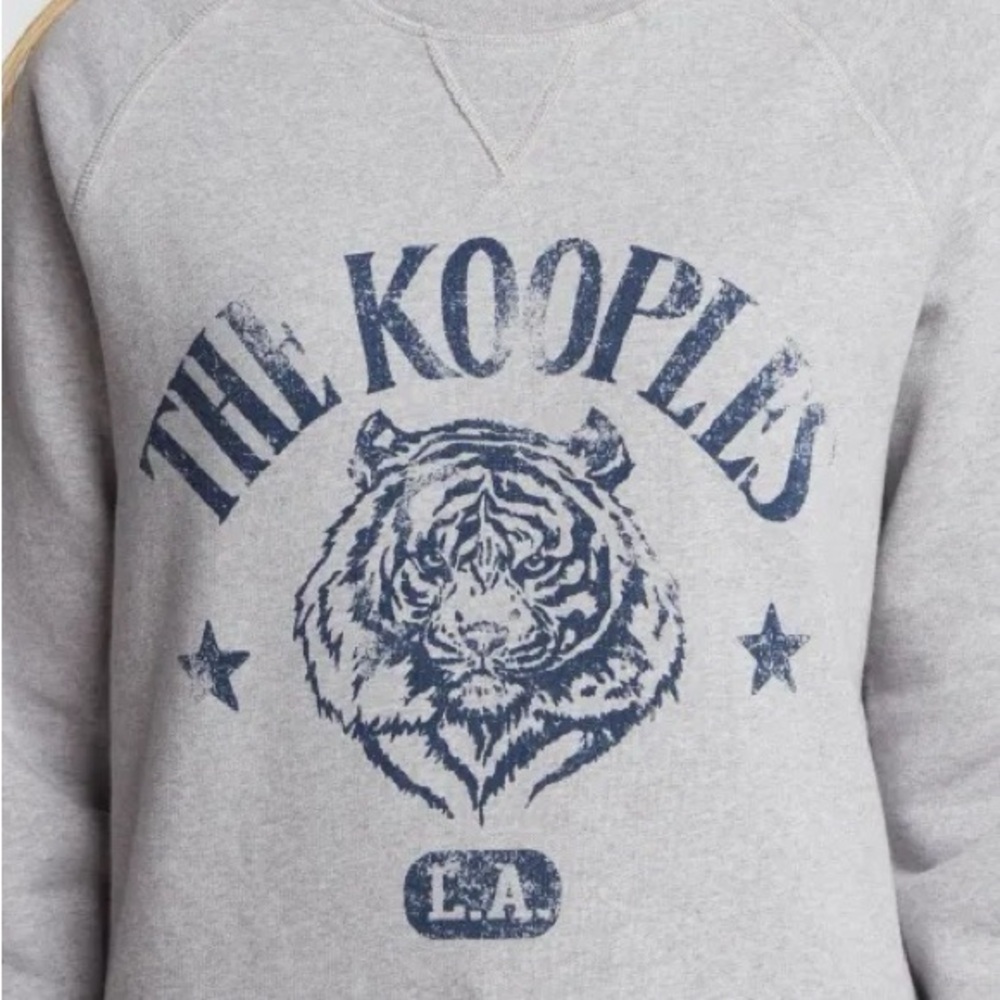 The Kooples Paris Tiger L.A. Graphic Crewneck Sweatshirt Gray Blue Size 3 (L) - Picture 8 of 9